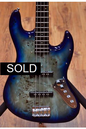 Bacchus Universe Series Jazz Bass Burl Top Blueburst Active Bacchus Universe Series Jazz Bass Burl Top Blueburst Active